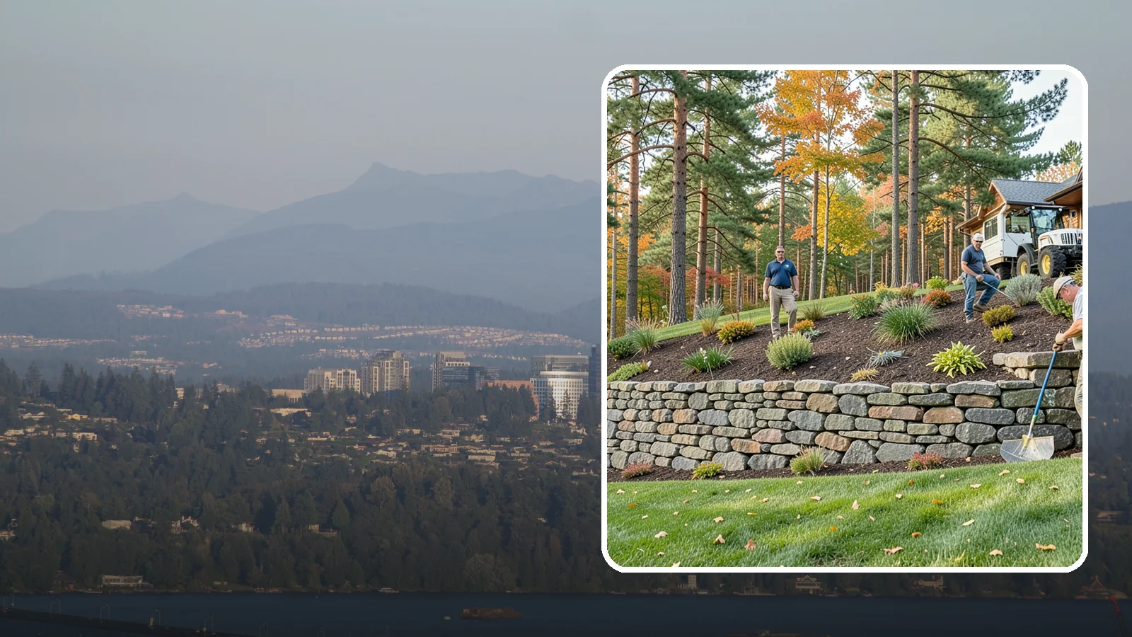 Stacked Stone Retaining Wall in Medina, King County, WA - A dry-stacked stone wall built without mortar, delivering rustic charm and natural drainage for garden-height PNW slopes.