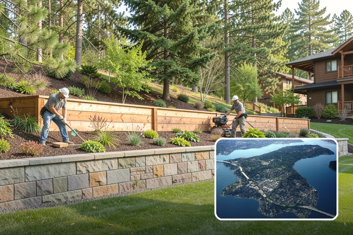 Stacked Stone Retaining Wall in Mercer Island, King County, WA - Natural drainage through mortar-free joints
