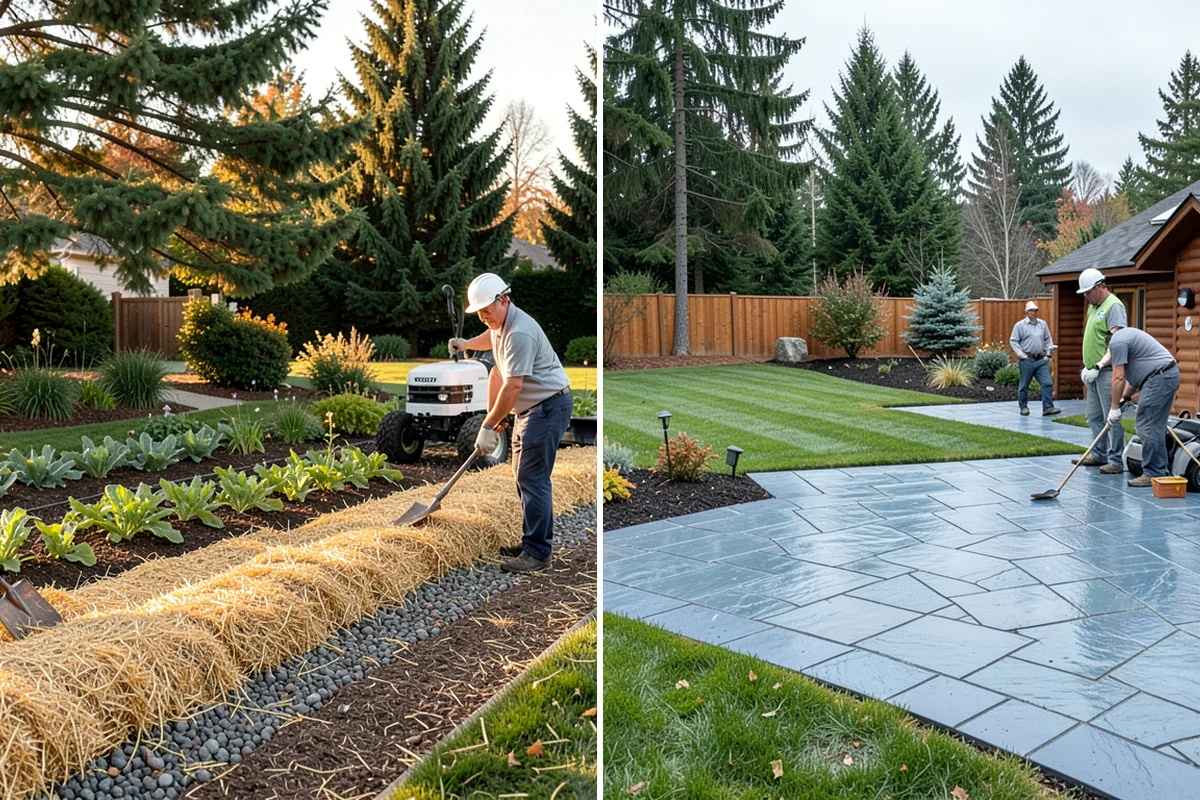 Stacked Stone Retaining Wall in Puyallup, Pierce County, WA - Excavate and level the base trench