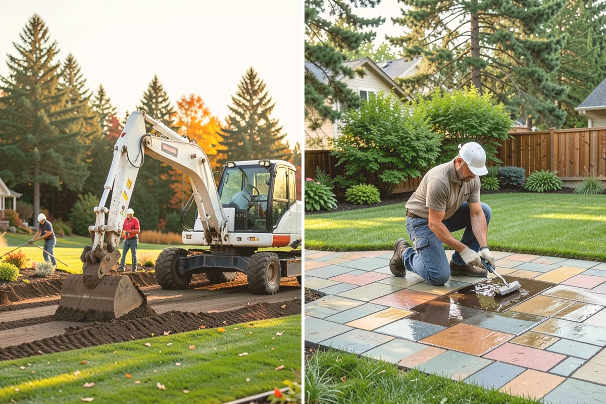 Stacked Stone Retaining Wall in Sammamish, King County, WA - Excavate and level the base trench