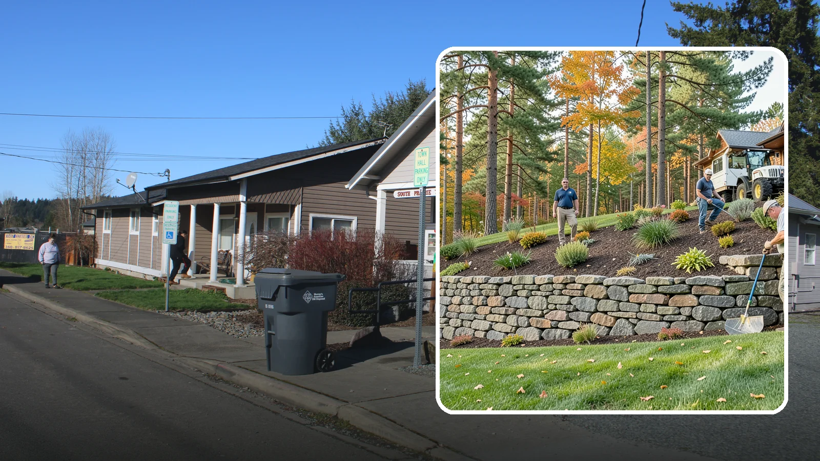 Stacked Stone Retaining Wall in South Prairie, Pierce County, WA - A dry-stacked stone wall built without mortar, delivering rustic charm and natural drainage for garden-height PNW slopes.