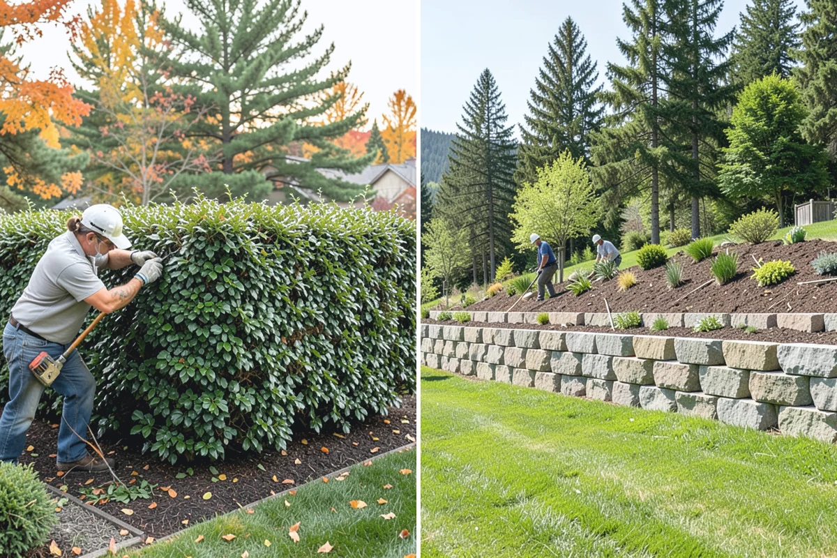 Stacked Stone Retaining Wall in South Prairie, Pierce County, WA - Excavate and level the base trench