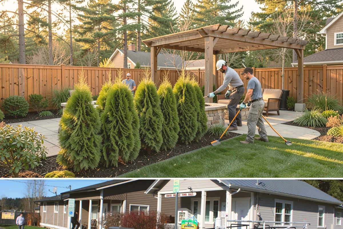 Stacked Stone Retaining Wall in South Prairie, Pierce County, WA - Best built in the drier spring-to-fall season when stones seat cleanly and backfill compacts well across Western Washington.