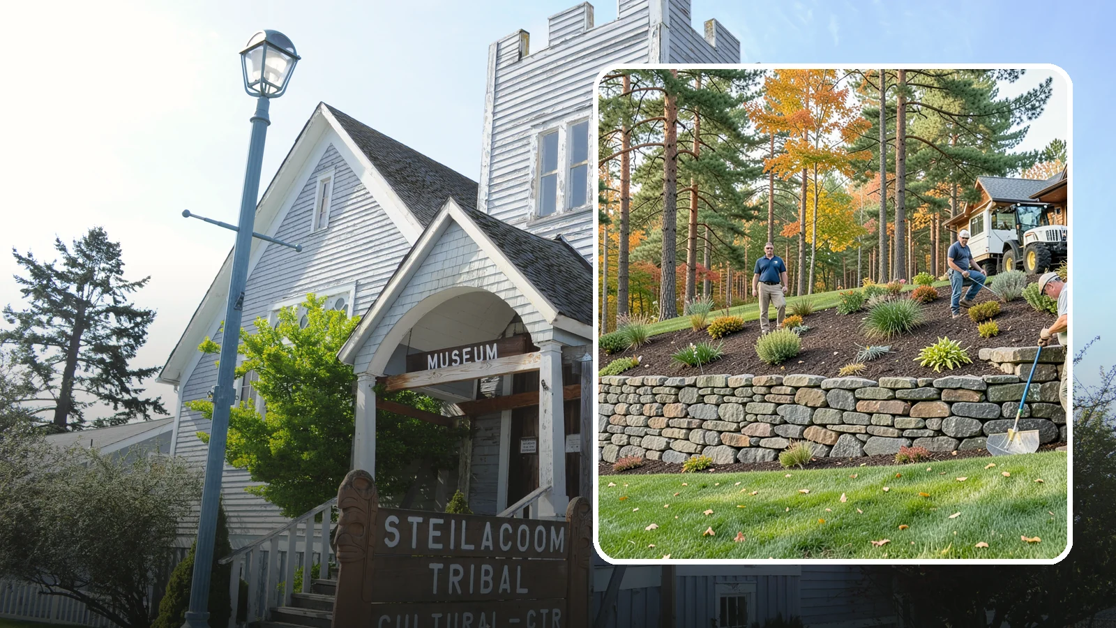 Stacked Stone Retaining Wall in Steilacoom, Pierce County, WA - A dry-stacked stone wall built without mortar, delivering rustic charm and natural drainage for garden-height PNW slopes.