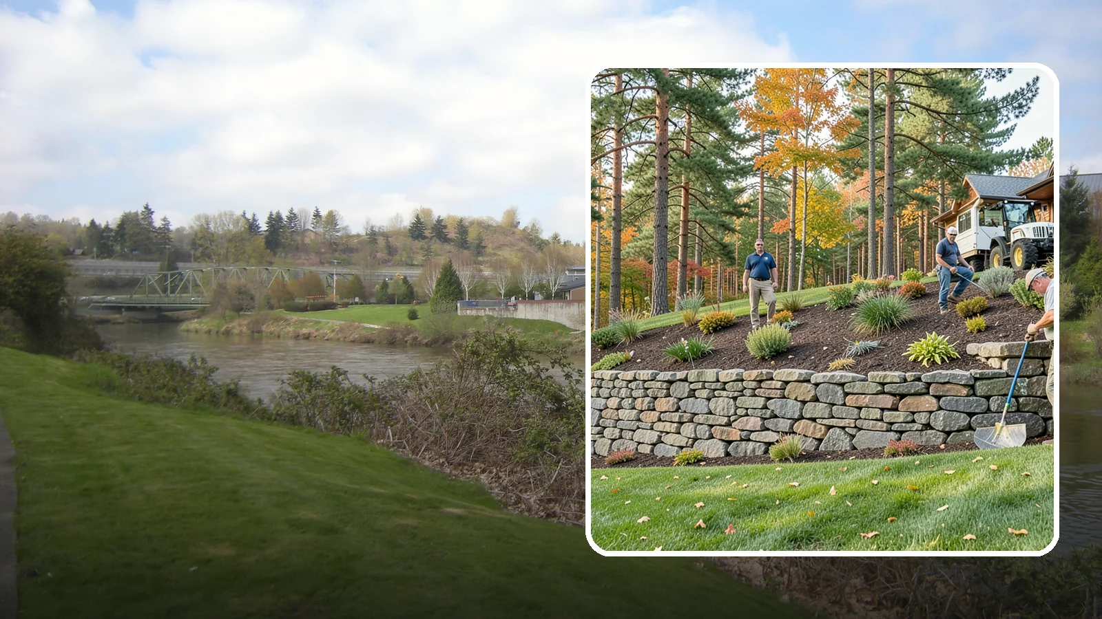 Stacked Stone Retaining Wall in Tukwila, King County, WA - A dry-stacked stone wall built without mortar, delivering rustic charm and natural drainage for garden-height PNW slopes.