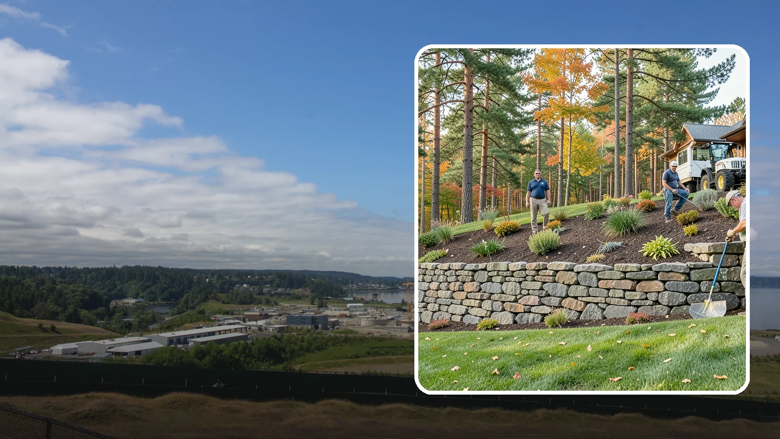 Stacked Stone Retaining Wall in University Place, Pierce County, WA - A dry-stacked stone wall built without mortar, delivering rustic charm and natural drainage for garden-height PNW slopes.