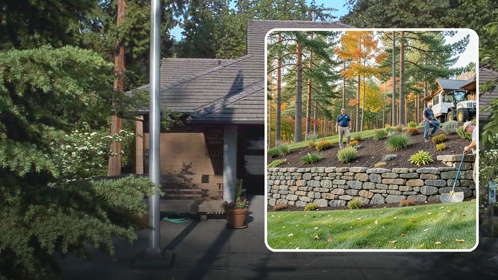 Stacked Stone Retaining Wall in Yarrow Point, King County, WA - A dry-stacked stone wall built without mortar, delivering rustic charm and natural drainage for garden-height PNW slopes.