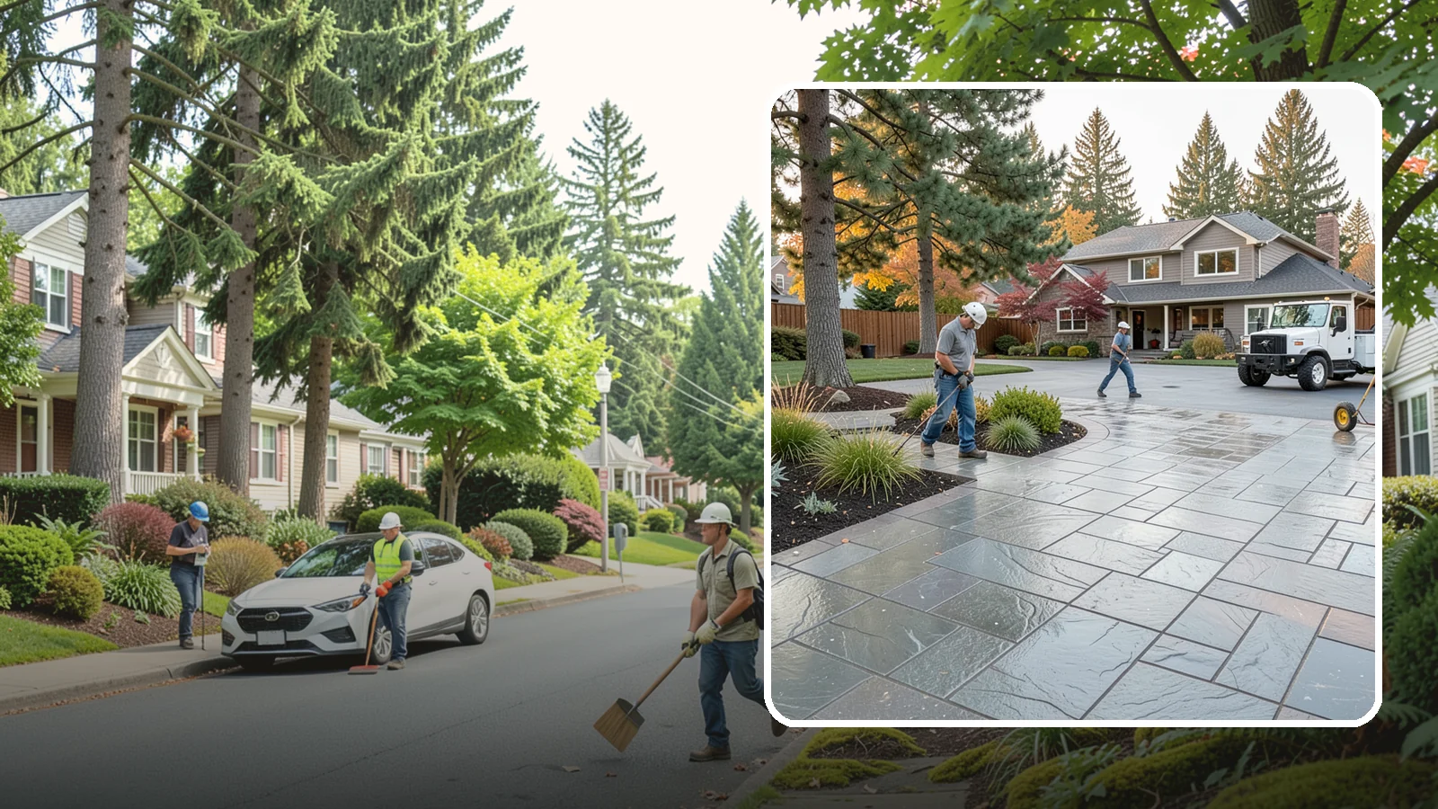 Stamped Concrete in Beaux Arts Village, King County, WA - We create stamped concrete that mimics natural stone, brick, or slate while resisting Pacific Northwest weathering.