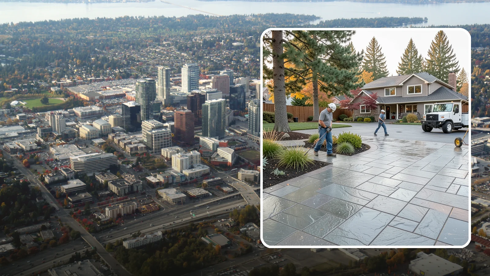 Stamped Concrete in Bellevue, King County, WA - We create stamped concrete that mimics natural stone, brick, or slate while resisting Pacific Northwest weathering.