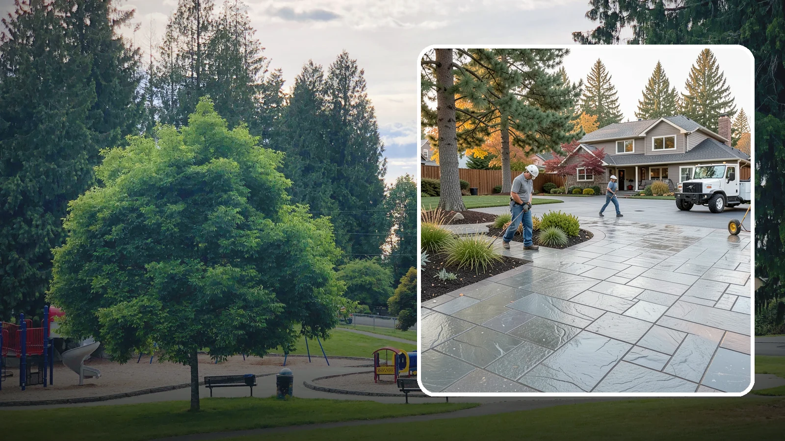 Stamped Concrete in Bonney Lake, Pierce County, WA - We create stamped concrete that mimics natural stone, brick, or slate while resisting Pacific Northwest weathering.