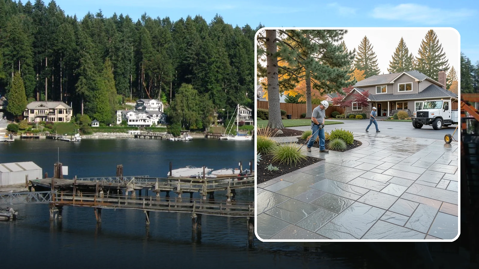 Stamped Concrete in Gig Harbor, Pierce County, WA - We create stamped concrete that mimics natural stone, brick, or slate while resisting Pacific Northwest weathering.