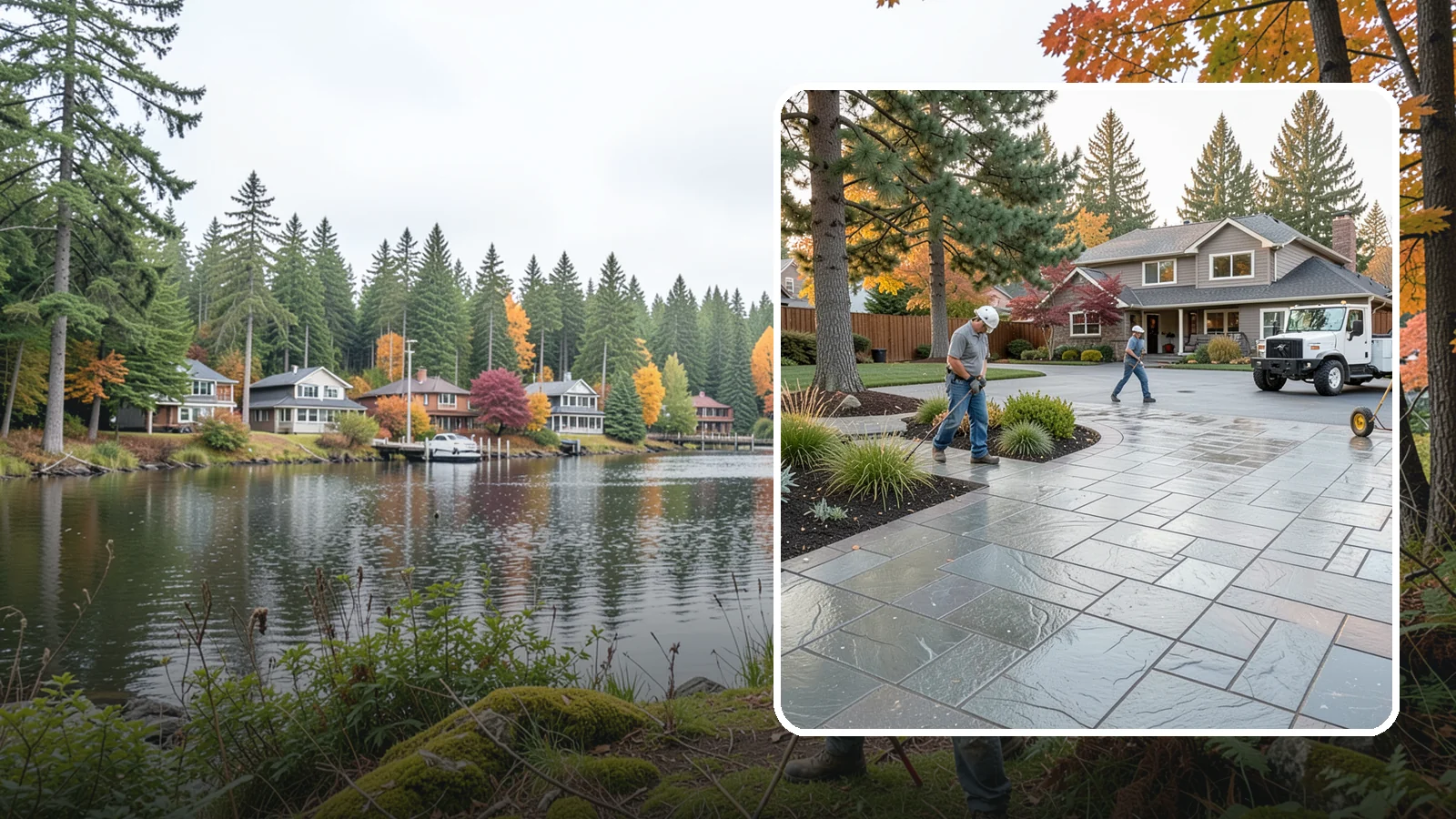 Stamped Concrete in La Conner, Skagit County, WA - We create stamped concrete that mimics natural stone, brick, or slate while resisting Pacific Northwest weathering.