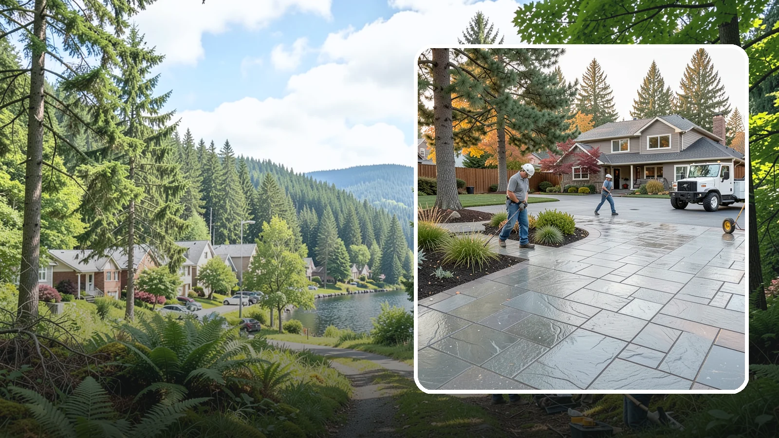 Stamped Concrete in Lake Forest Park, King County, WA - We create stamped concrete that mimics natural stone, brick, or slate while resisting Pacific Northwest weathering.