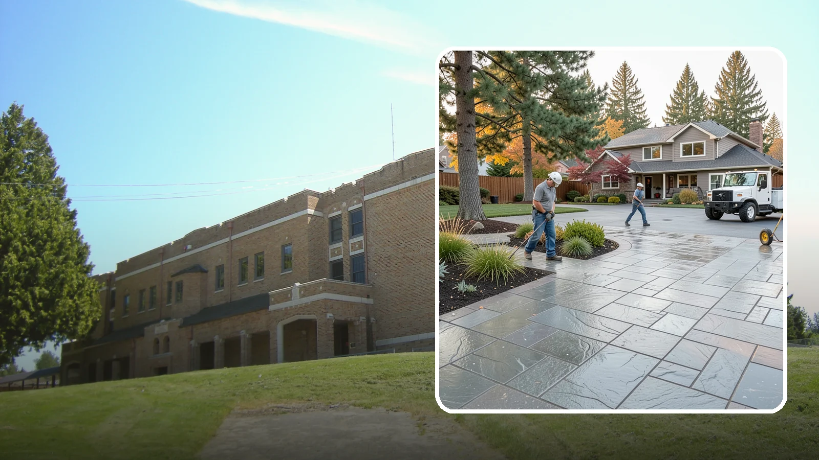 Stamped Concrete in Maple Valley, King County, WA - We create stamped concrete that mimics natural stone, brick, or slate while resisting Pacific Northwest weathering.
