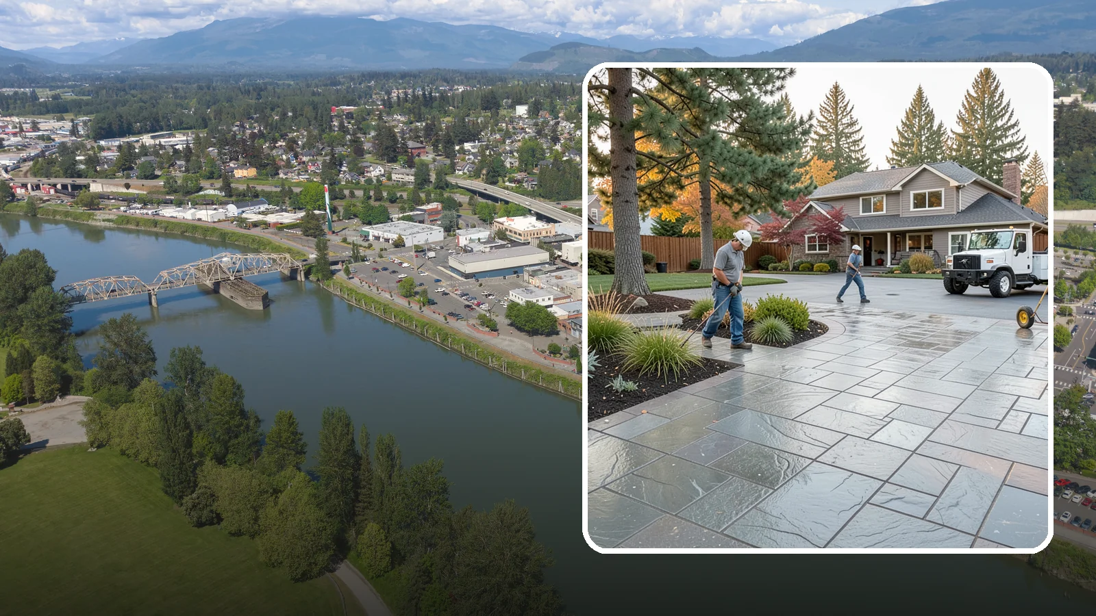 Stamped Concrete in Mount Vernon, Skagit County, WA - We create stamped concrete that mimics natural stone, brick, or slate while resisting Pacific Northwest weathering.