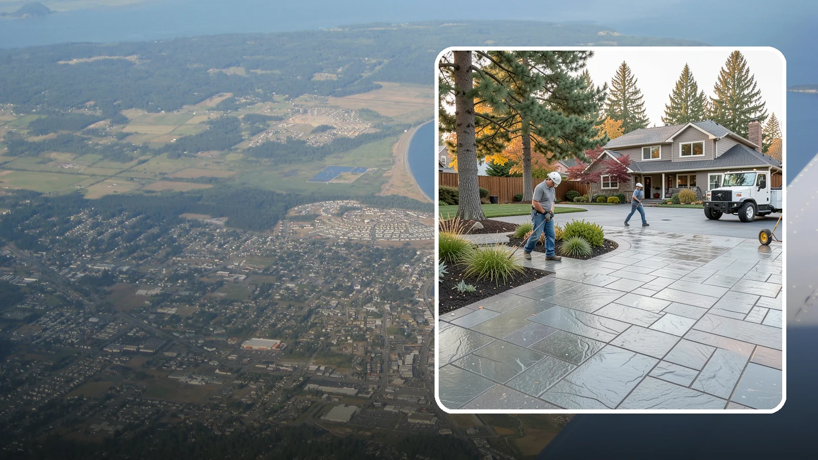 Stamped Concrete in Oak Harbor, Island County, WA - We create stamped concrete that mimics natural stone, brick, or slate while resisting Pacific Northwest weathering.