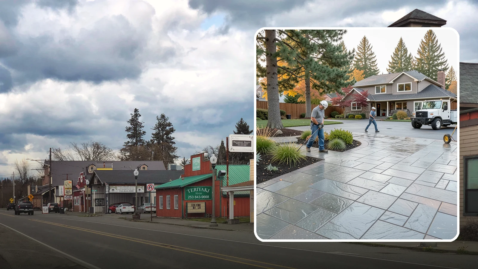 Stamped Concrete in Roy, Pierce County, WA - We create stamped concrete that mimics natural stone, brick, or slate while resisting Pacific Northwest weathering.