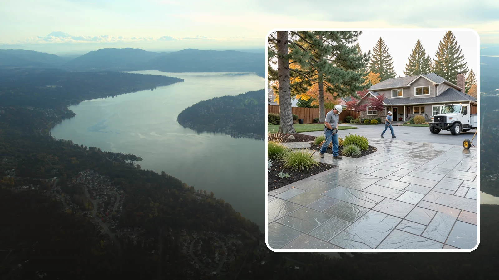 Stamped Concrete in Sammamish, King County, WA - We create stamped concrete that mimics natural stone, brick, or slate while resisting Pacific Northwest weathering.