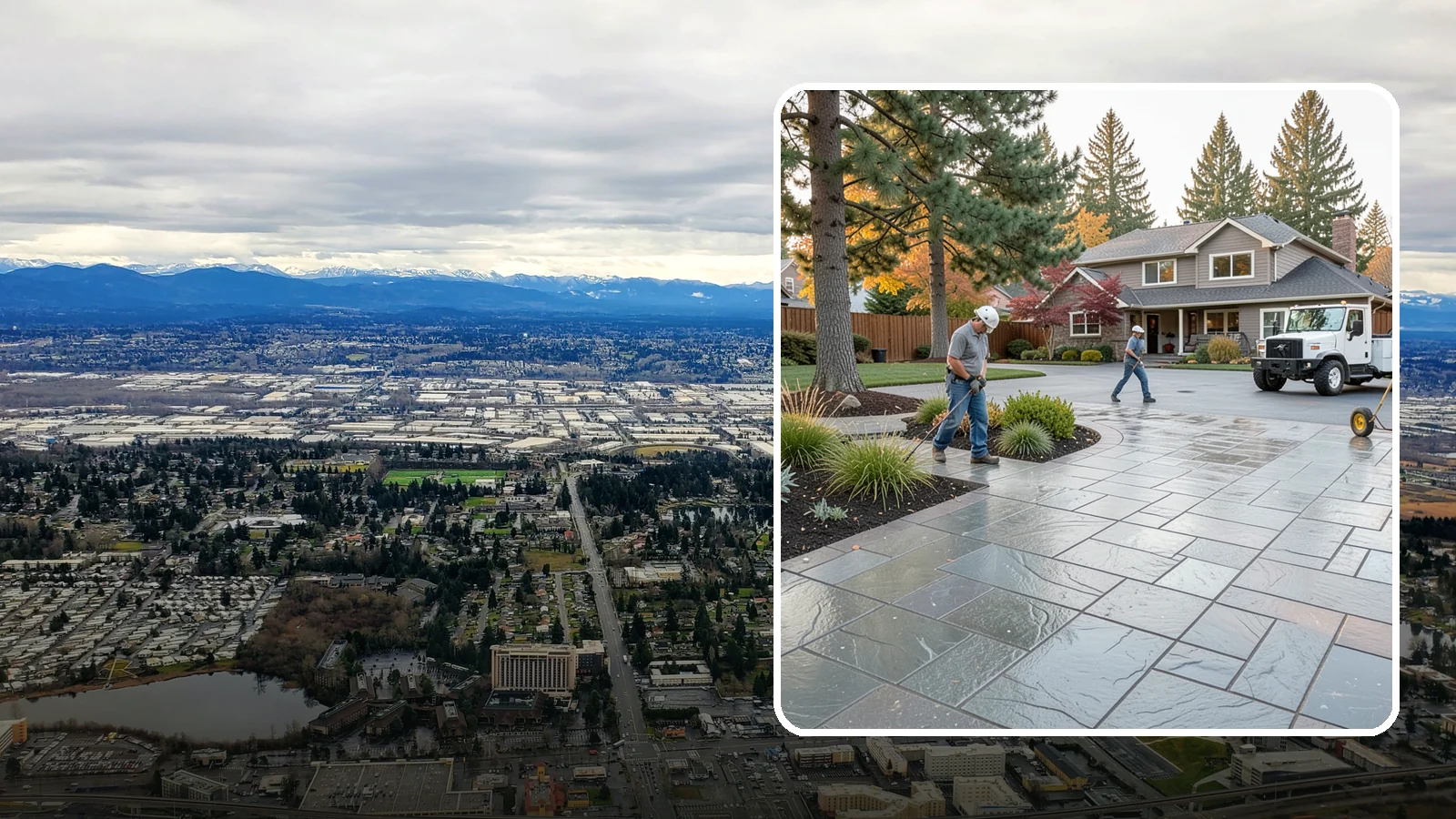 Stamped Concrete in SeaTac, King County, WA - We create stamped concrete that mimics natural stone, brick, or slate while resisting Pacific Northwest weathering.