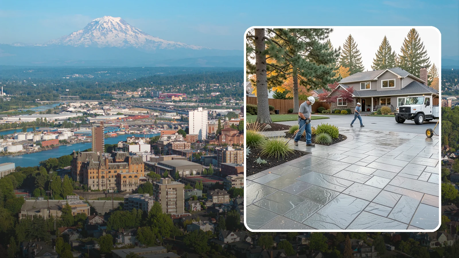 Stamped Concrete in Tacoma, Pierce County, WA - We create stamped concrete that mimics natural stone, brick, or slate while resisting Pacific Northwest weathering.