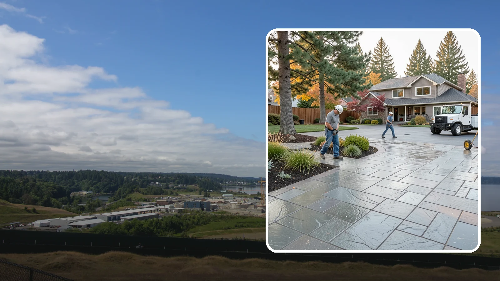 Stamped Concrete in University Place, Pierce County, WA - We create stamped concrete that mimics natural stone, brick, or slate while resisting Pacific Northwest weathering.