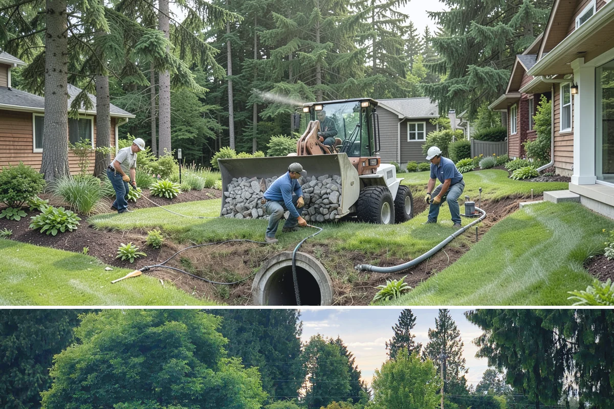 Standing Water Solutions in Bonney Lake, Pierce County, WA - Assessment can happen during the wet season to see the problem in action, while installation is smoothest in drier months.