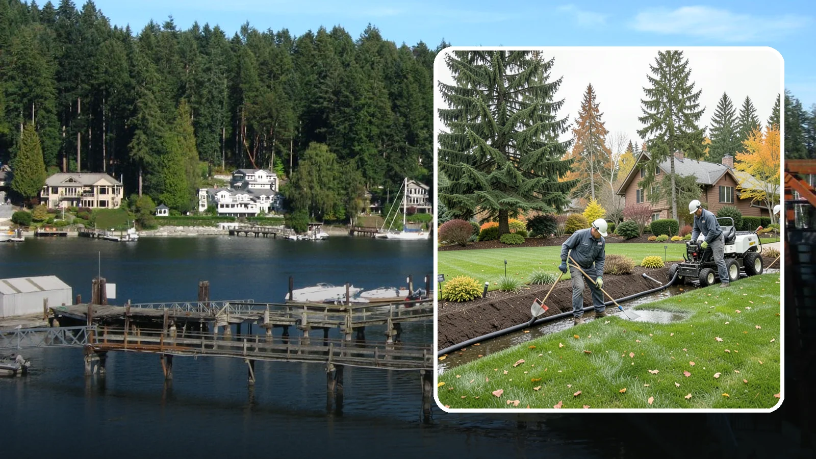 Standing Water Solutions in Gig Harbor, Pierce County, WA - We diagnose and correct persistent standing water using the right mix of grading, drains, and infiltration for your specific site.