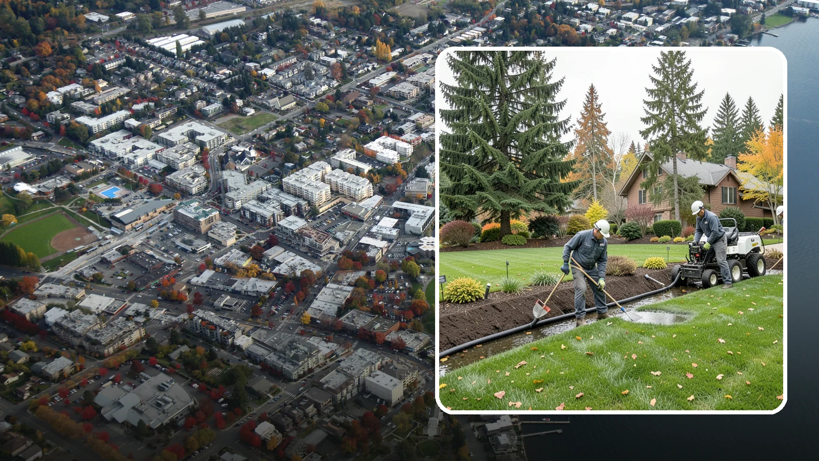 Standing Water Solutions in Kirkland, King County, WA - We diagnose and correct persistent standing water using the right mix of grading, drains, and infiltration for your specific site.