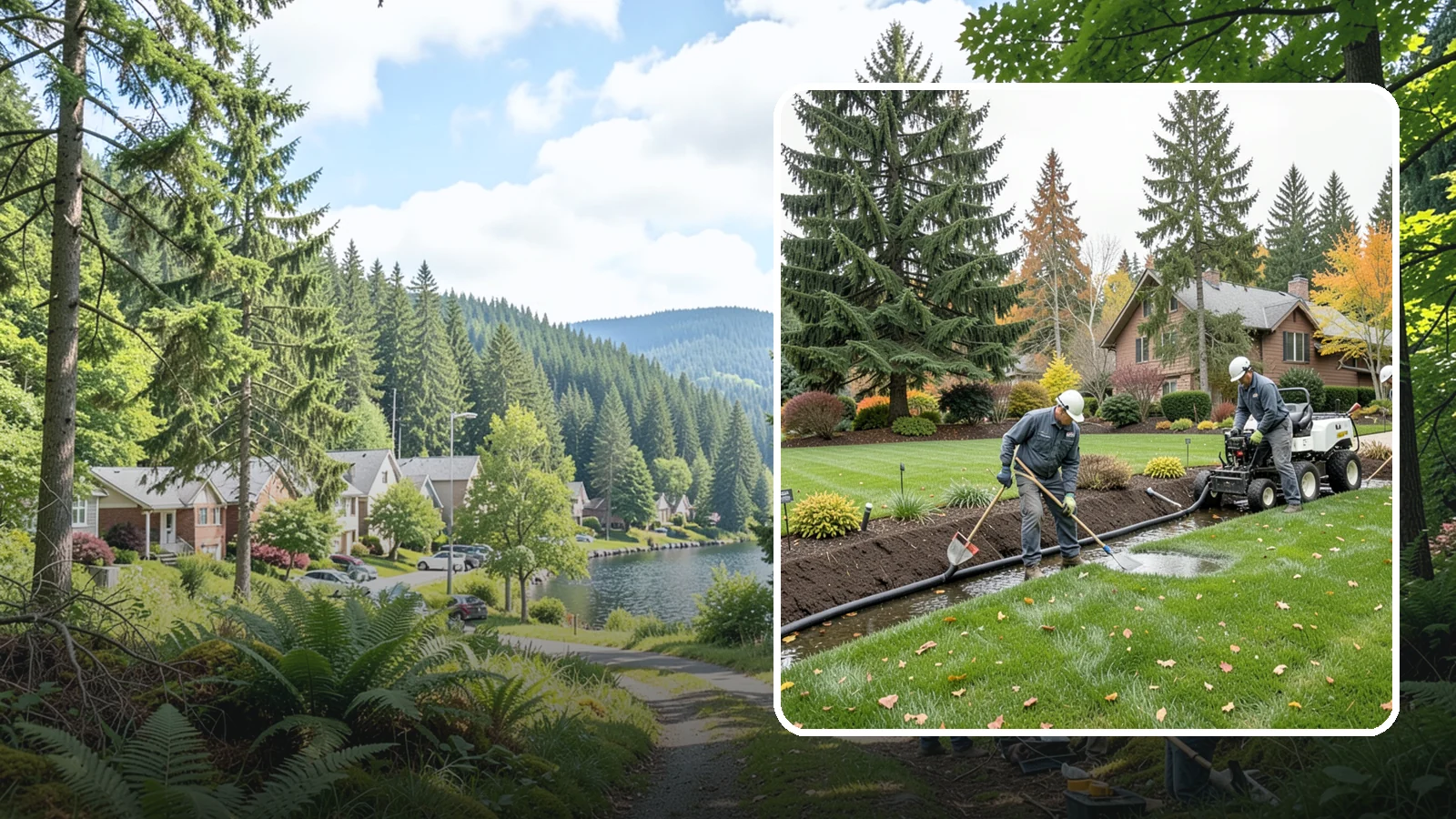 Standing Water Solutions in Lake Forest Park, King County, WA - We diagnose and correct persistent standing water using the right mix of grading, drains, and infiltration for your specific site.