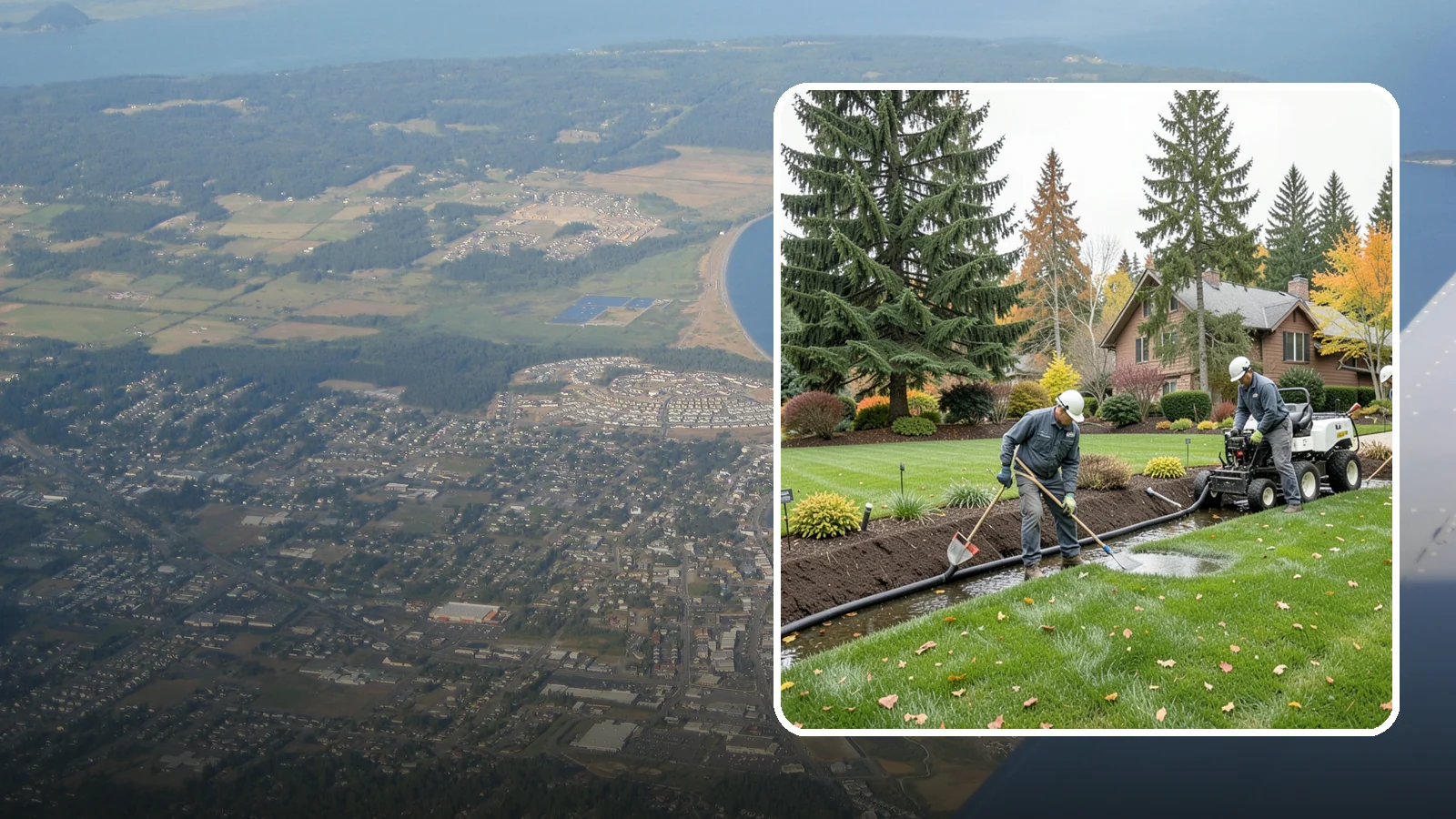 Standing Water Solutions in Oak Harbor, Island County, WA - We diagnose and correct persistent standing water using the right mix of grading, drains, and infiltration for your specific site.