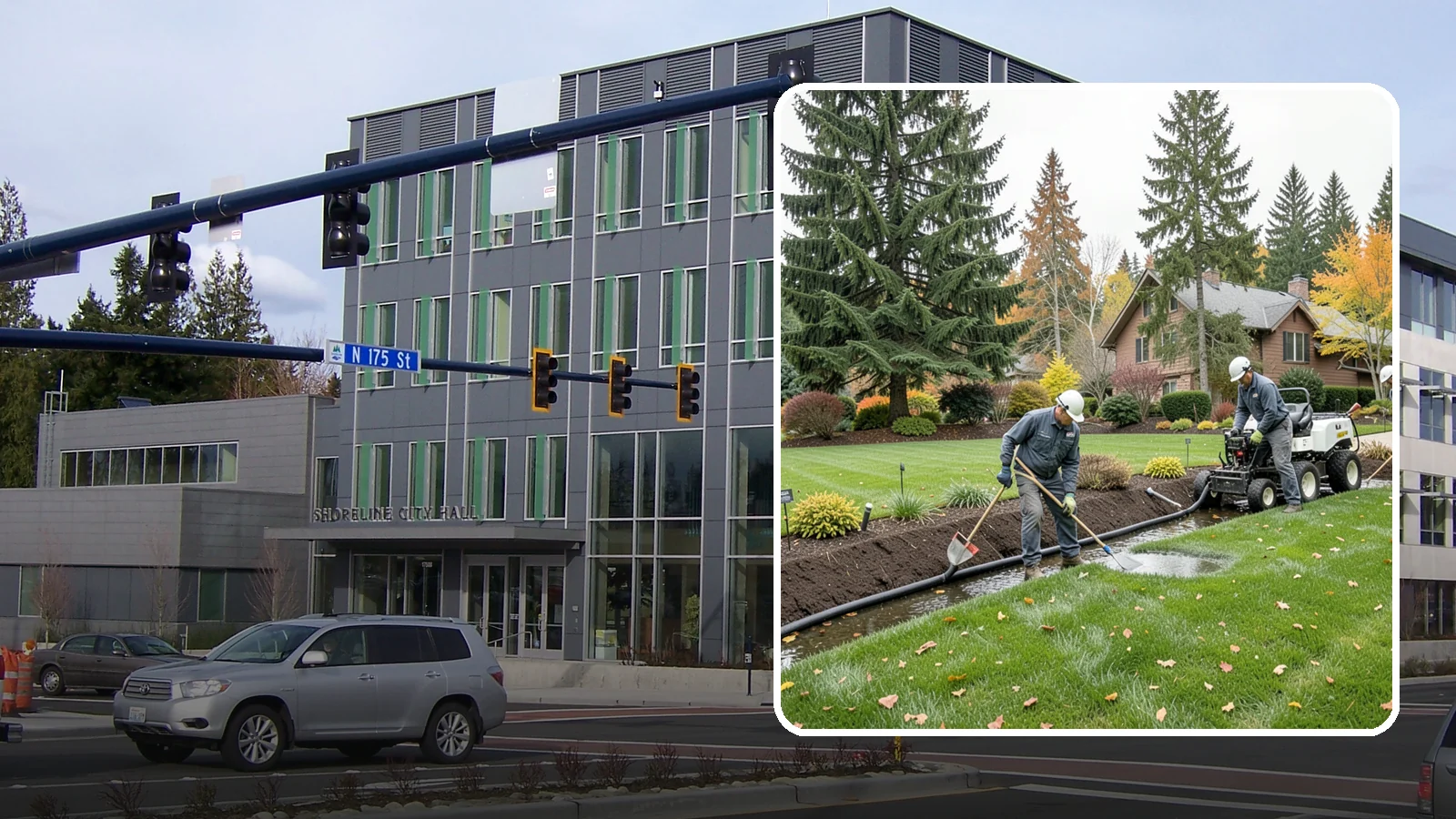 Standing Water Solutions in Shoreline, King County, WA - We diagnose and correct persistent standing water using the right mix of grading, drains, and infiltration for your specific site.