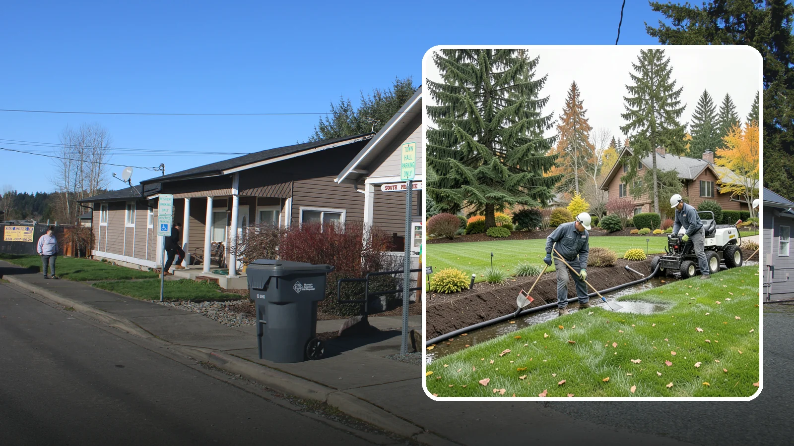 Standing Water Solutions in South Prairie, Pierce County, WA - We diagnose and correct persistent standing water using the right mix of grading, drains, and infiltration for your specific site.