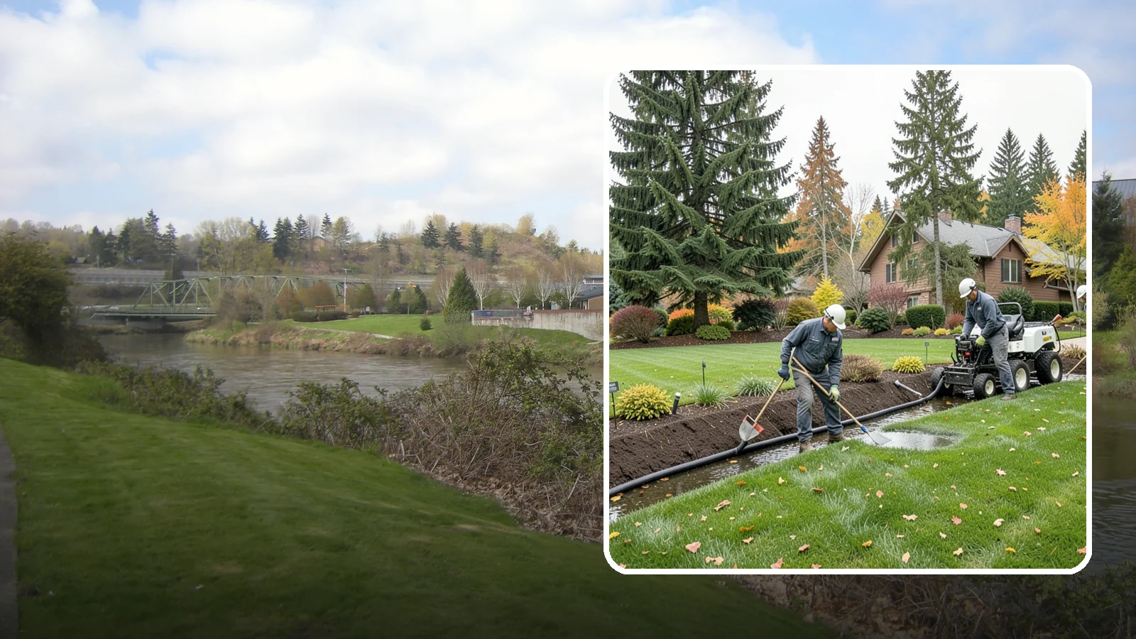 Standing Water Solutions in Tukwila, King County, WA - We diagnose and correct persistent standing water using the right mix of grading, drains, and infiltration for your specific site.
