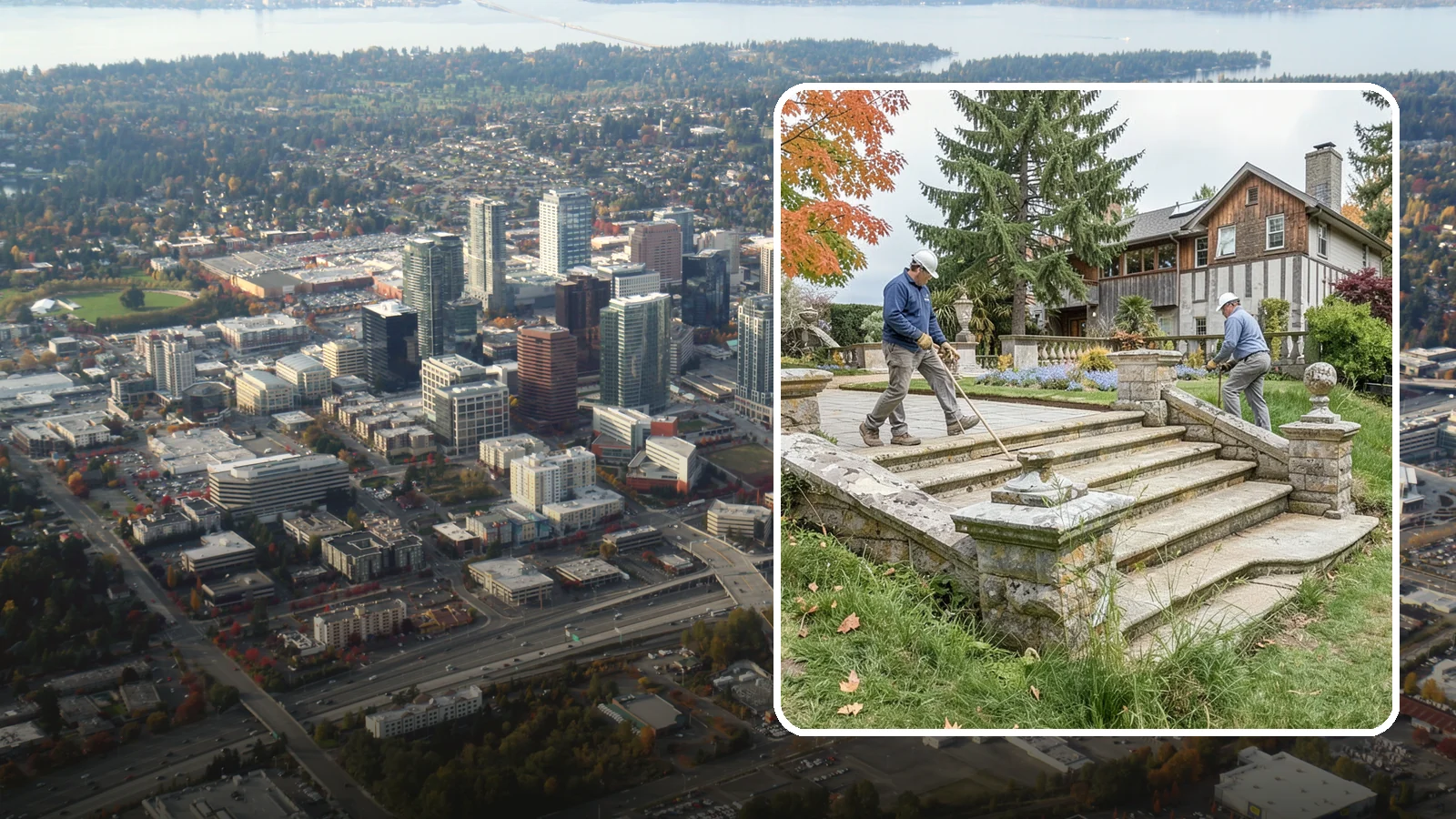 Stone Steps Installation in Bellevue, King County, WA - Natural stone steps that safely and beautifully connect changes in grade throughout your landscape.
