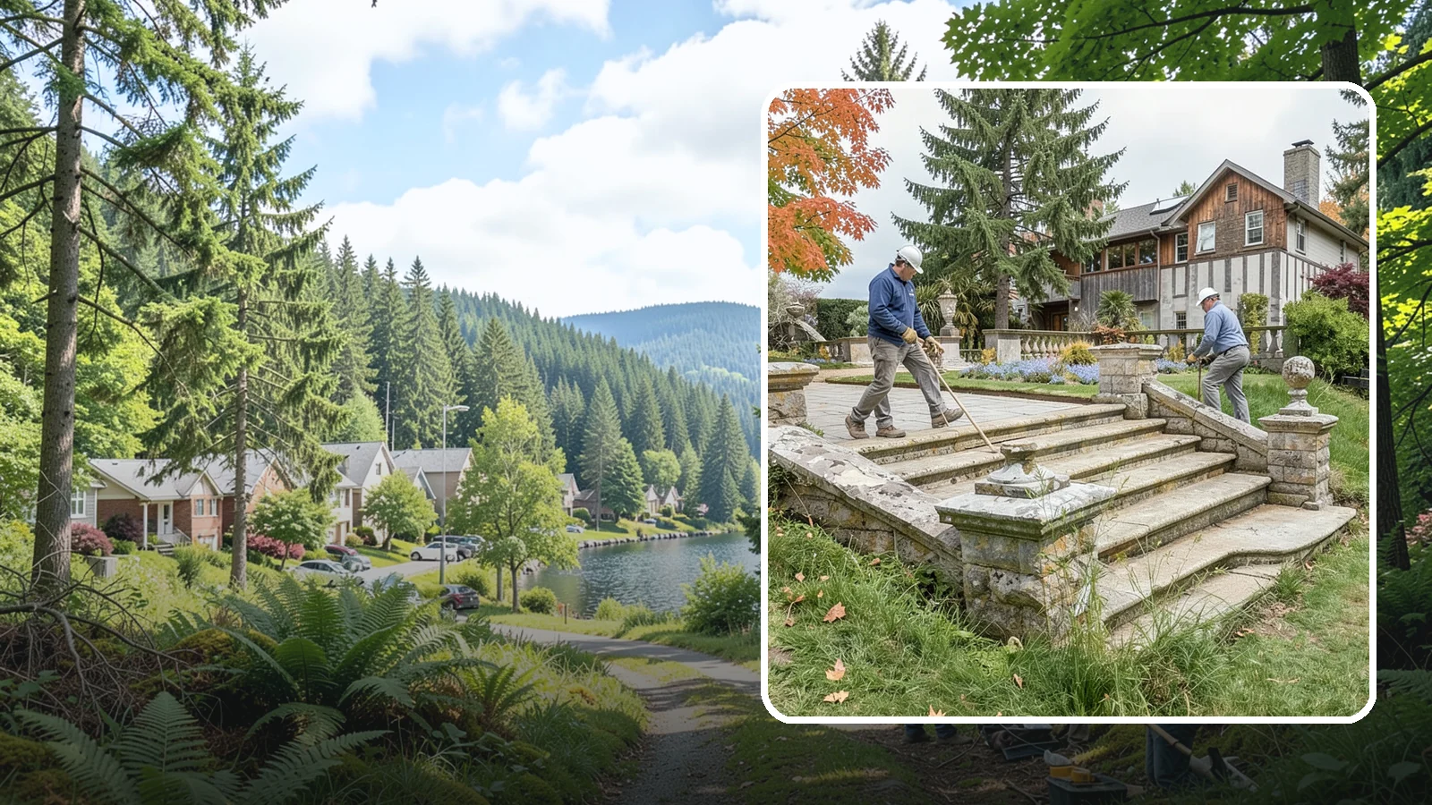 Stone Steps Installation in Lake Forest Park, King County, WA - Natural stone steps that safely and beautifully connect changes in grade throughout your landscape.