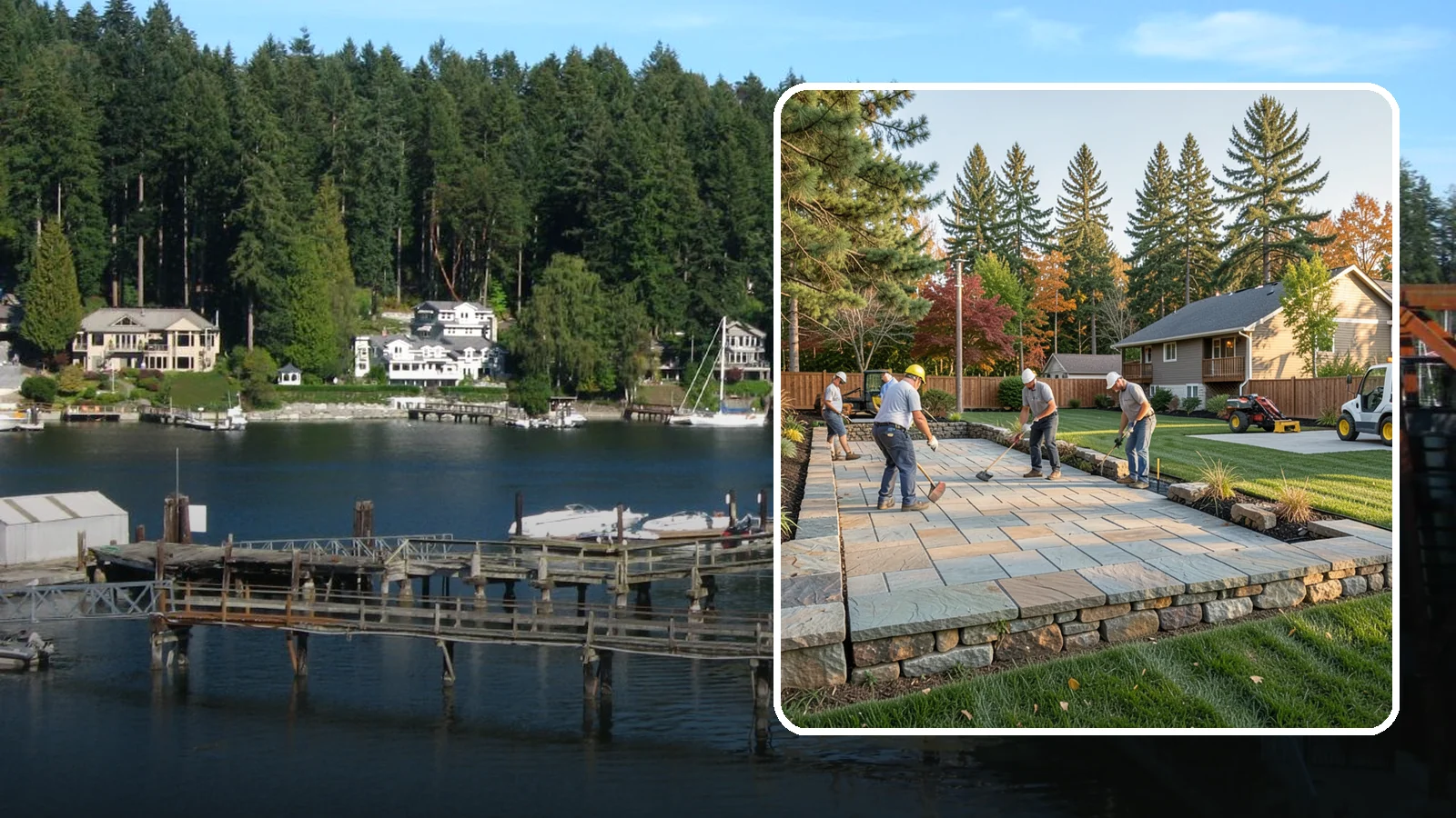 Stone Wall Installation in Gig Harbor, Pierce County, WA - We construct natural stone walls that combine timeless appearance with the drainage needed for wet-climate durability.