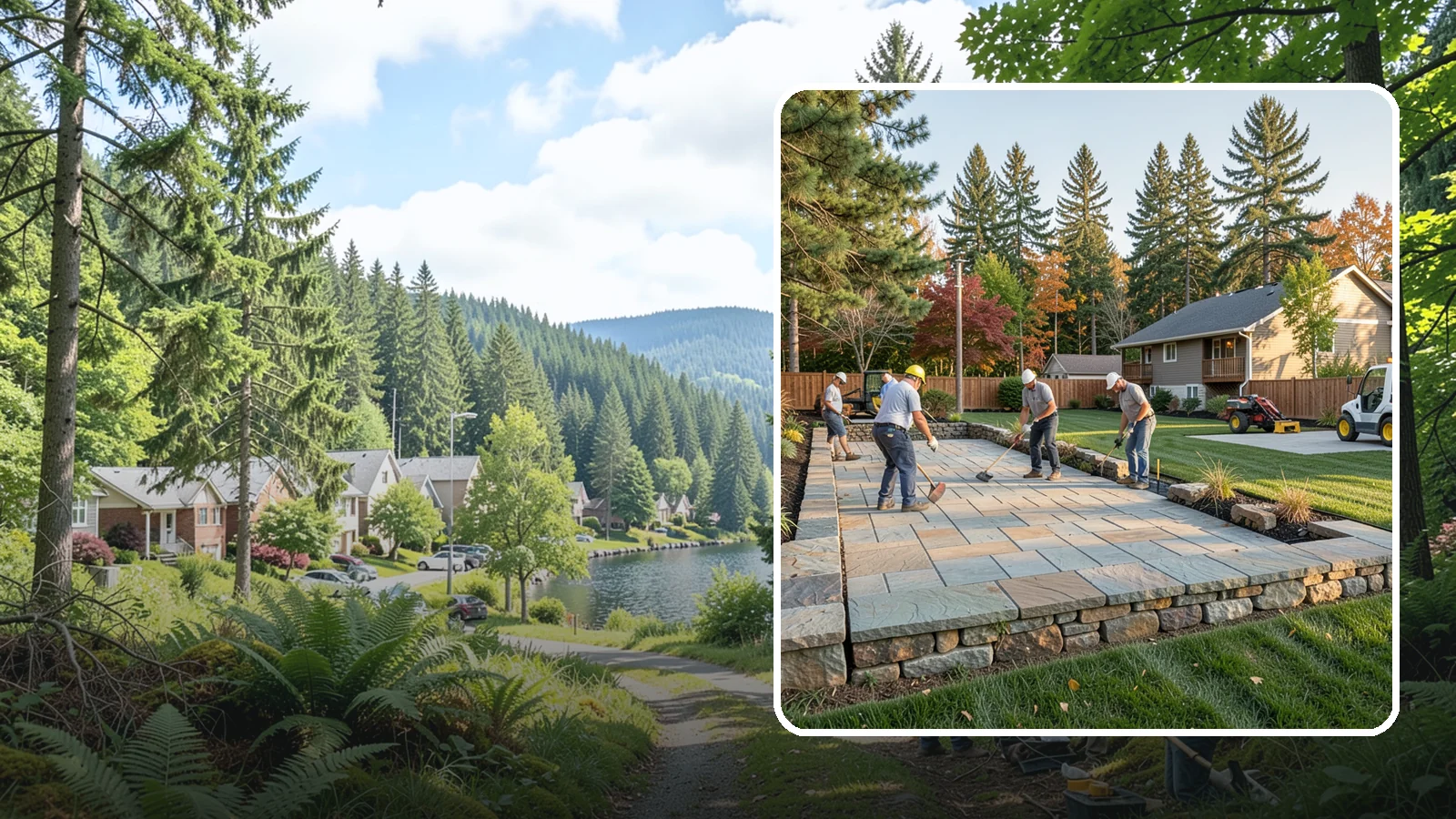Stone Wall Installation in Lake Forest Park, King County, WA - We construct natural stone walls that combine timeless appearance with the drainage needed for wet-climate durability.