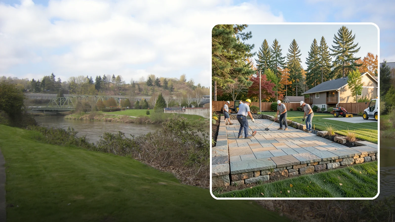 Stone Wall Installation in Tukwila, King County, WA - We construct natural stone walls that combine timeless appearance with the drainage needed for wet-climate durability.