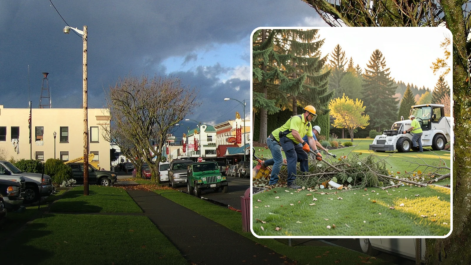 Storm Cleanup in Arlington, Snohomish County, WA - Fast cleanup of storm debris - downed branches, blown-down mess, and damage - to restore your property.