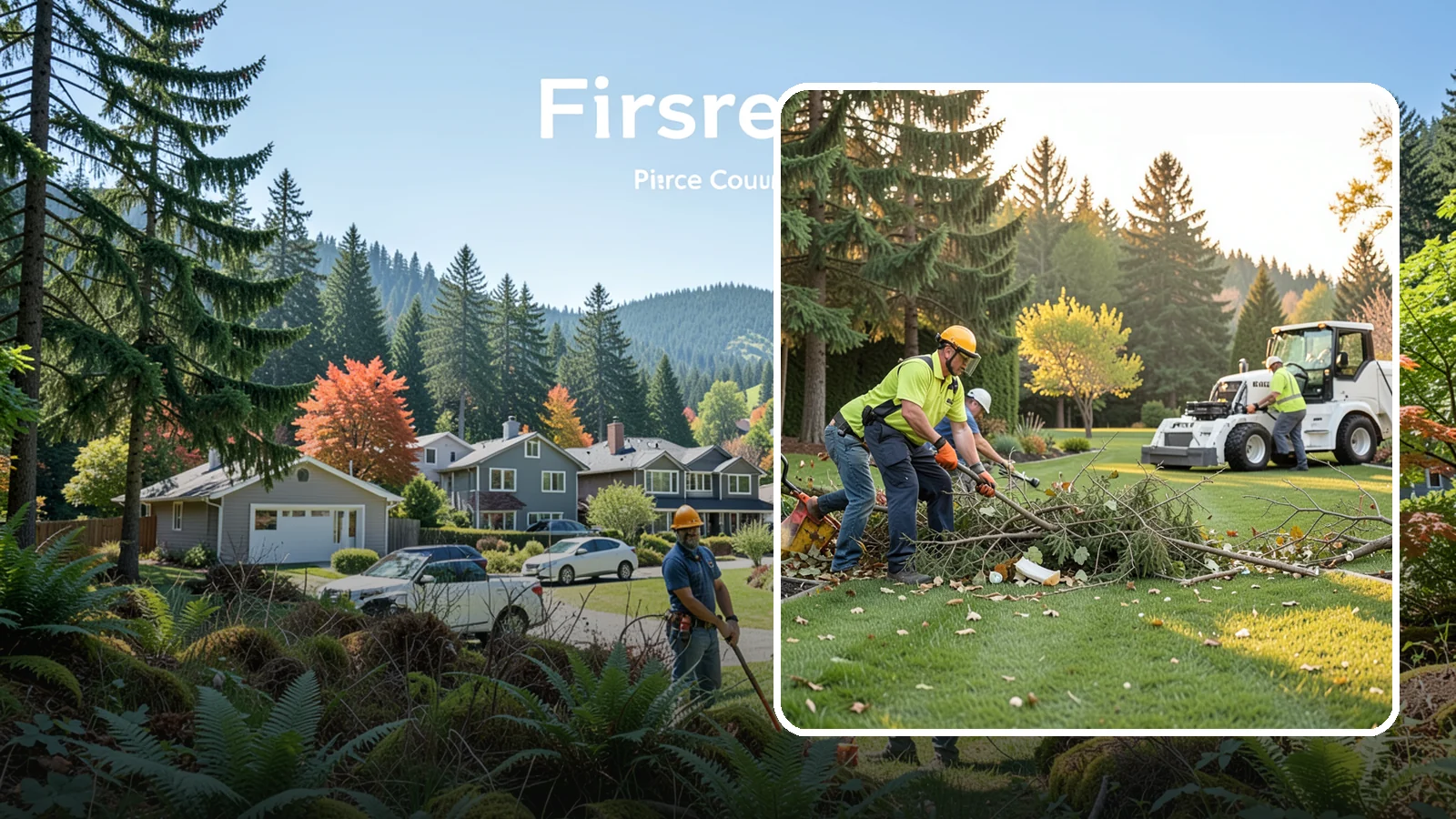 Storm Cleanup in Fircrest, Pierce County, WA - Fast cleanup of storm debris - downed branches, blown-down mess, and damage - to restore your property.