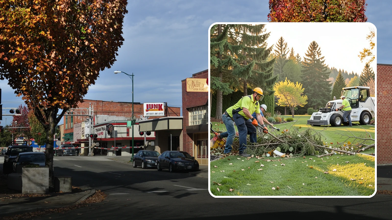 Storm Cleanup in Puyallup, Pierce County, WA - Fast cleanup of storm debris - downed branches, blown-down mess, and damage - to restore your property.