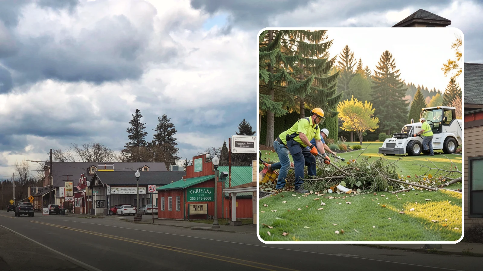 Storm Cleanup in Roy, Pierce County, WA - Fast cleanup of storm debris - downed branches, blown-down mess, and damage - to restore your property.