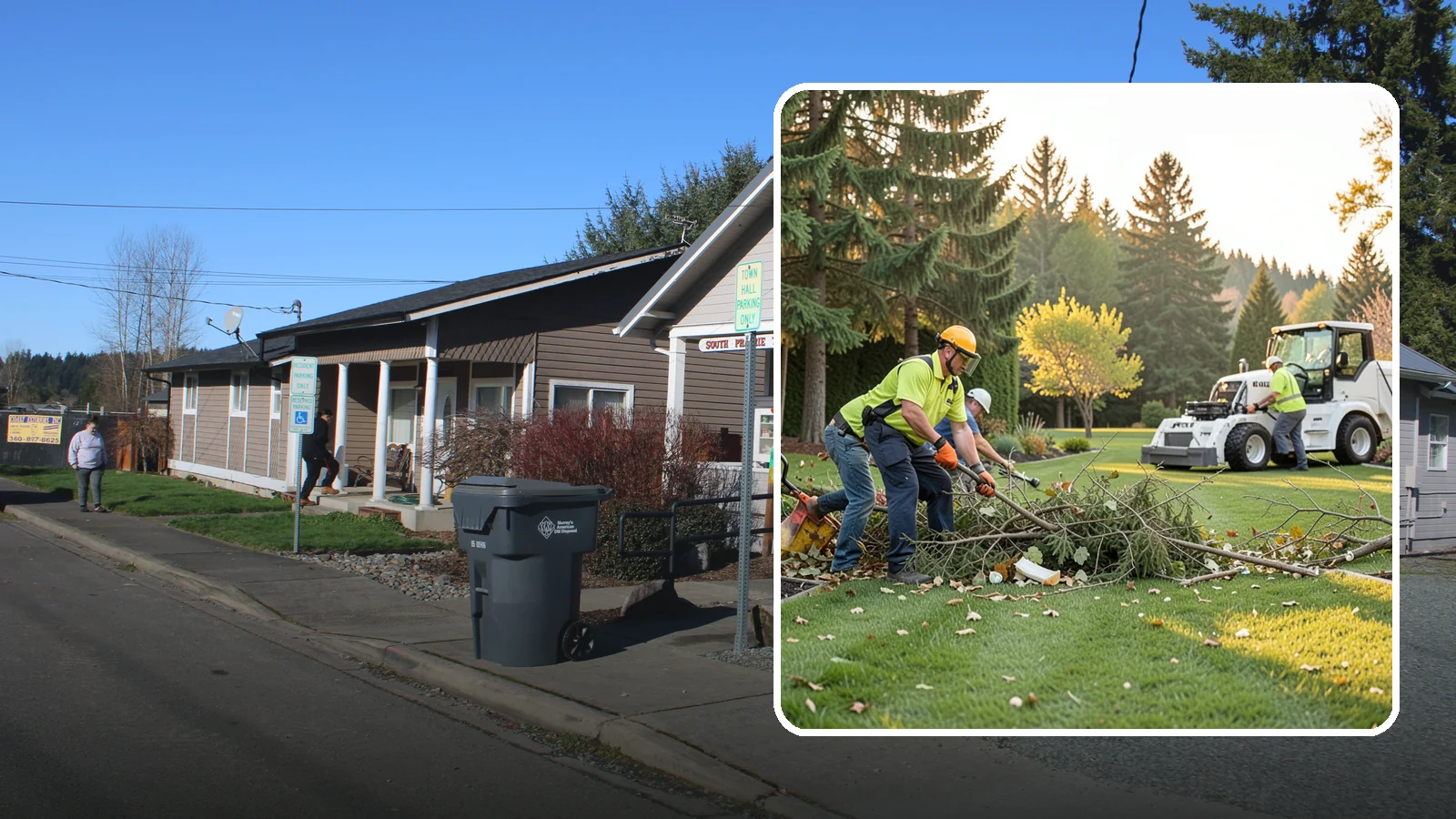 Storm Cleanup in South Prairie, Pierce County, WA - Fast cleanup of storm debris - downed branches, blown-down mess, and damage - to restore your property.