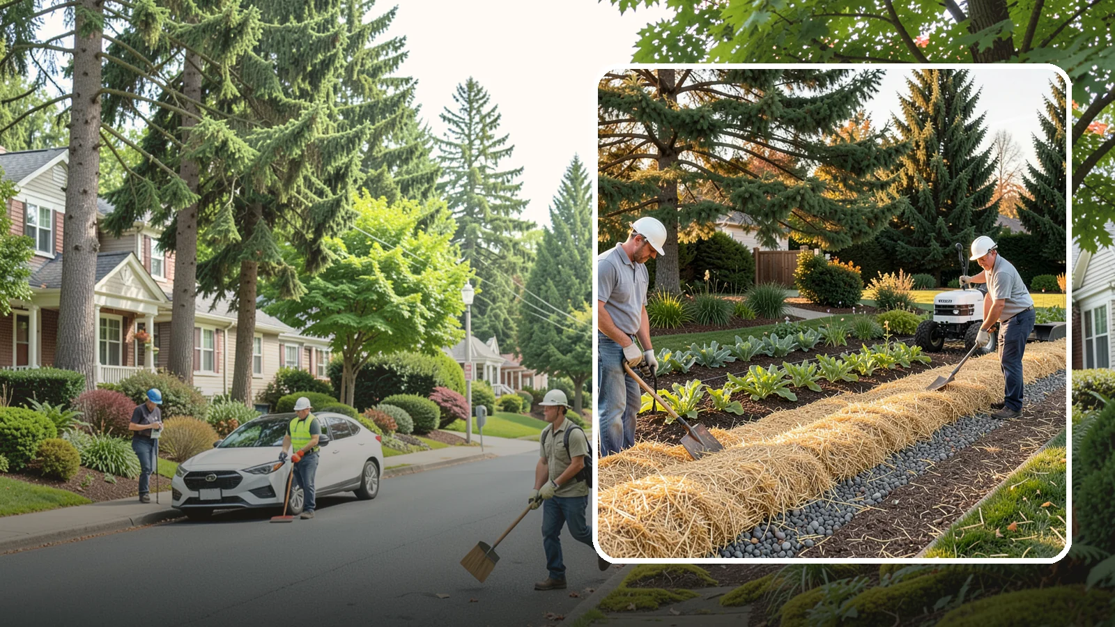 Straw Mulch Installation in Beaux Arts Village, King County, WA - We install clean straw mulch to protect vegetable gardens and new seedings while retaining moisture and warmth.