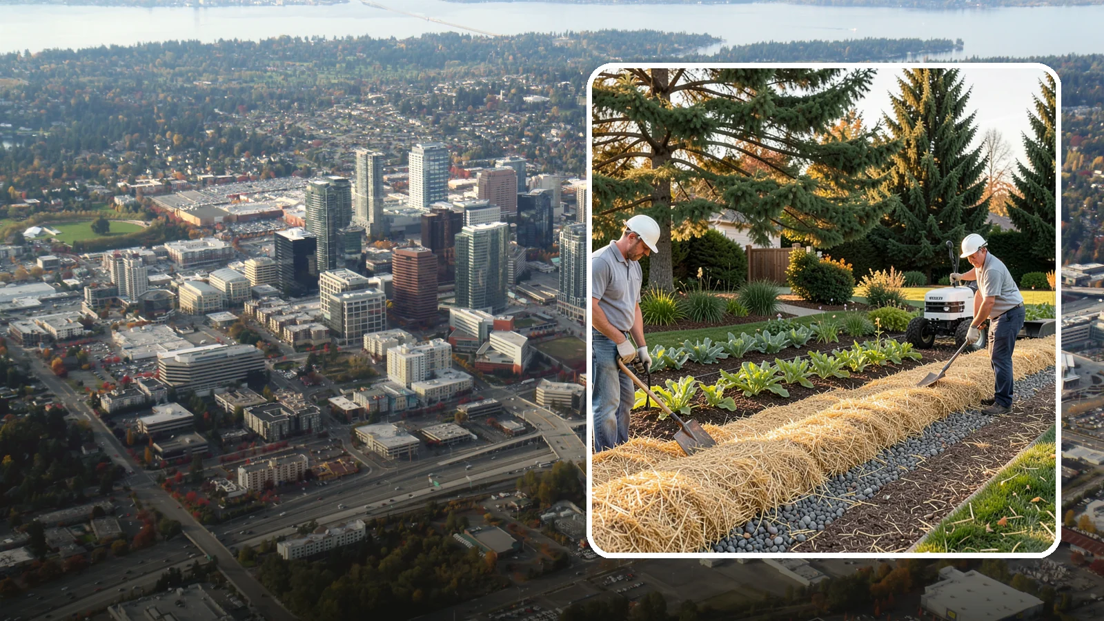 Straw Mulch Installation in Bellevue, King County, WA - We install clean straw mulch to protect vegetable gardens and new seedings while retaining moisture and warmth.