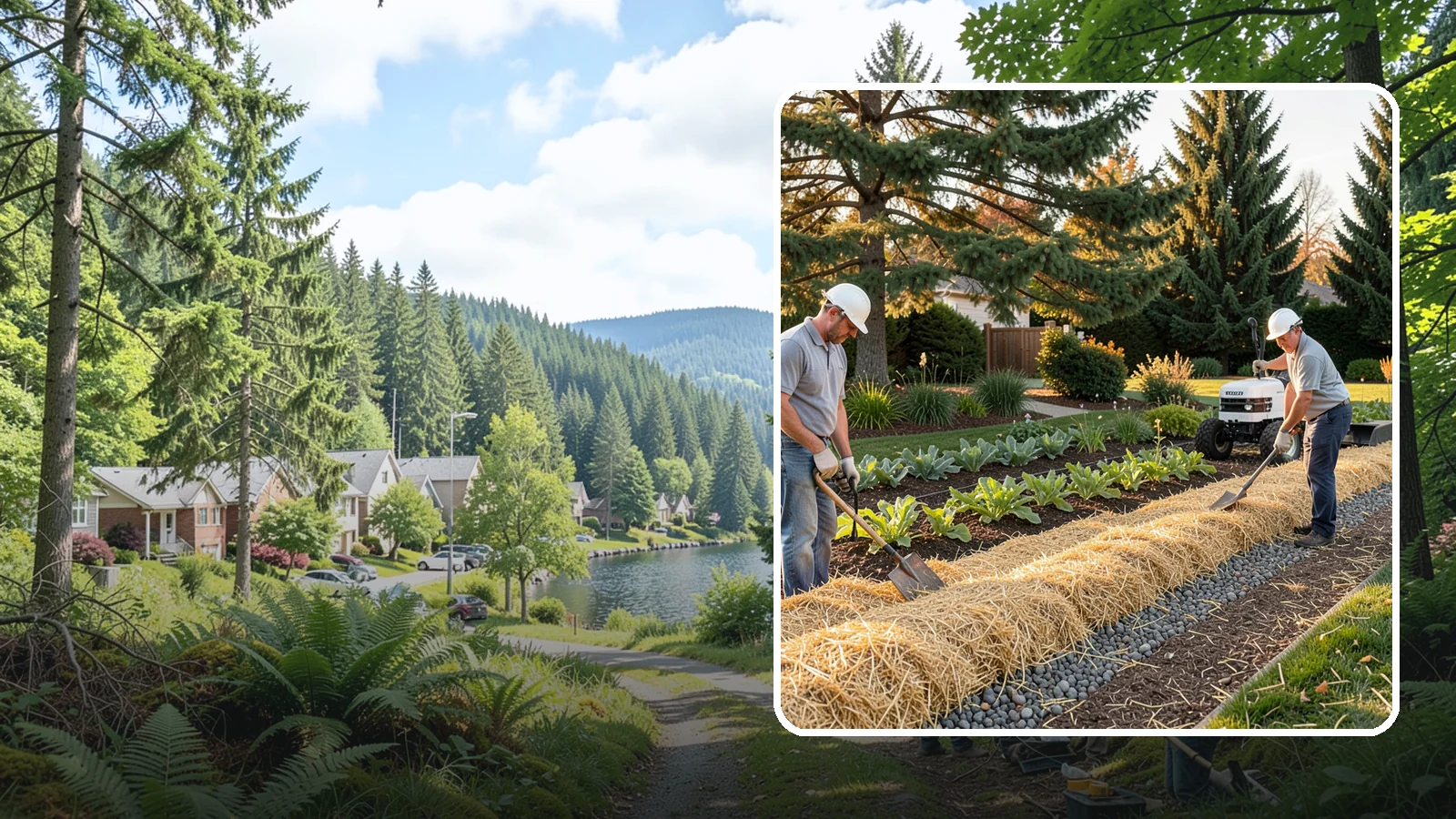 Straw Mulch Installation in Lake Forest Park, King County, WA - We install clean straw mulch to protect vegetable gardens and new seedings while retaining moisture and warmth.