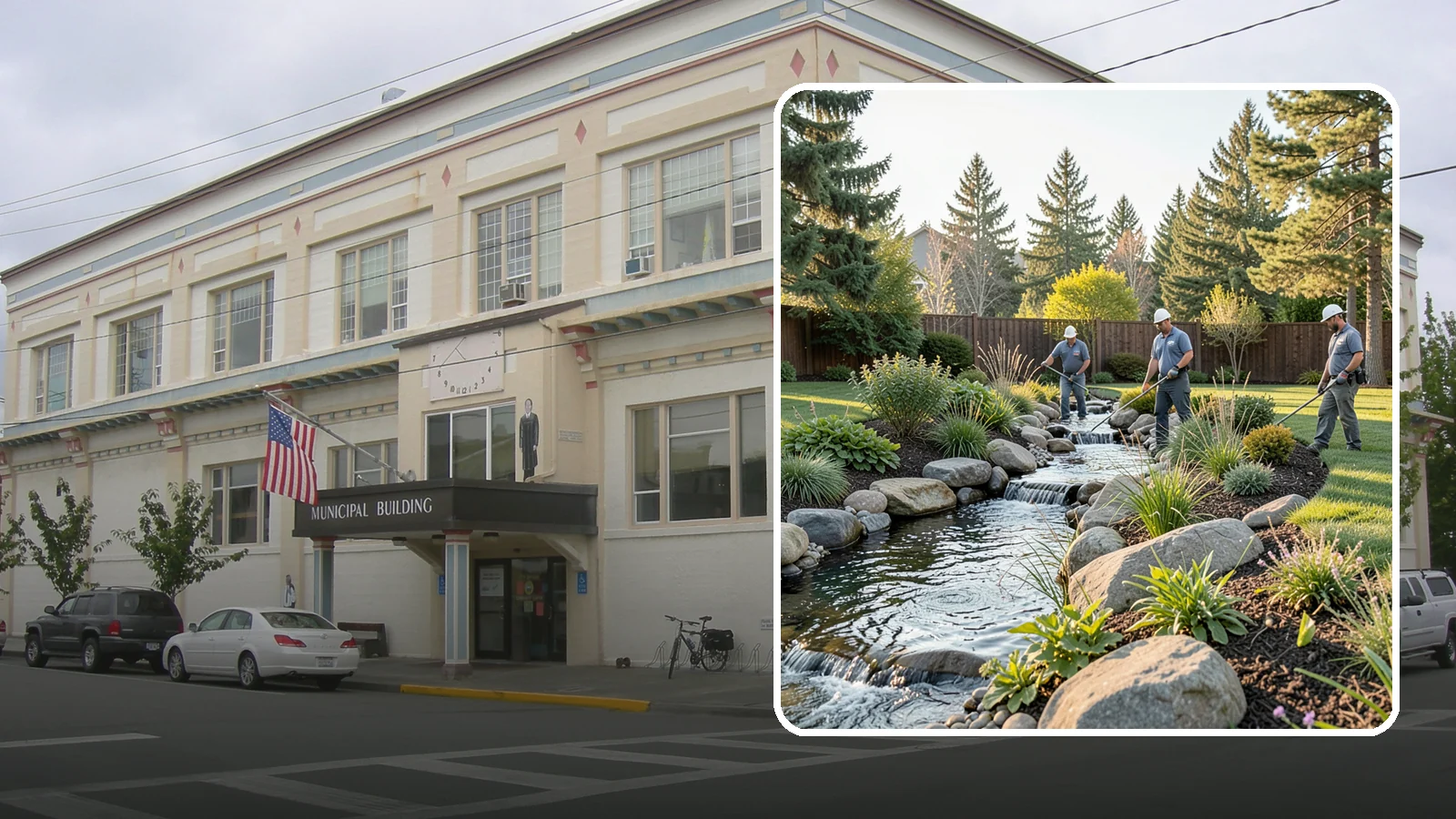 Stream Installation in Anacortes, Skagit County, WA - Meandering garden streams that wind through the landscape with the natural sound of flowing water.