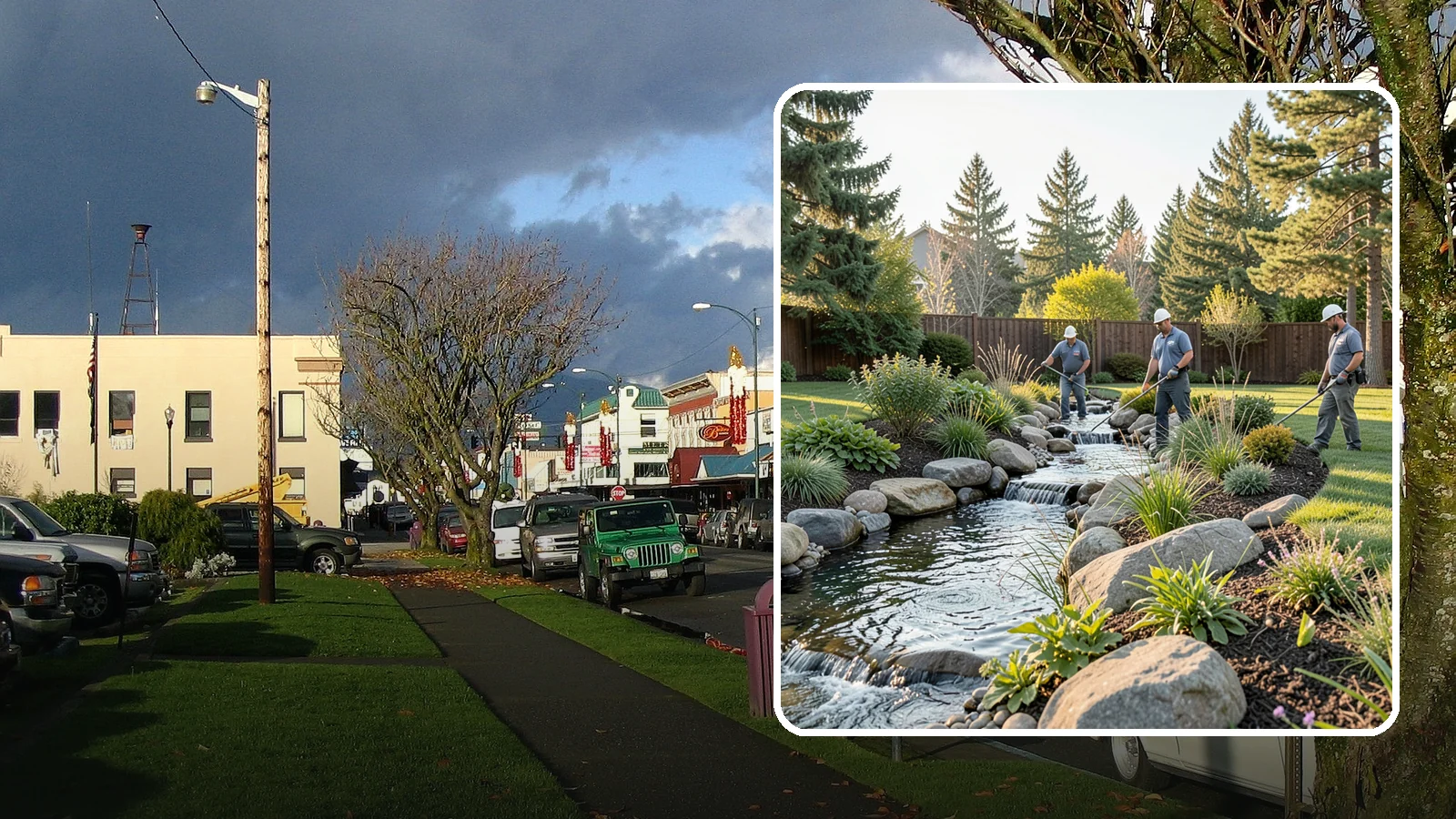 Stream Installation in Arlington, Snohomish County, WA - Meandering garden streams that wind through the landscape with the natural sound of flowing water.