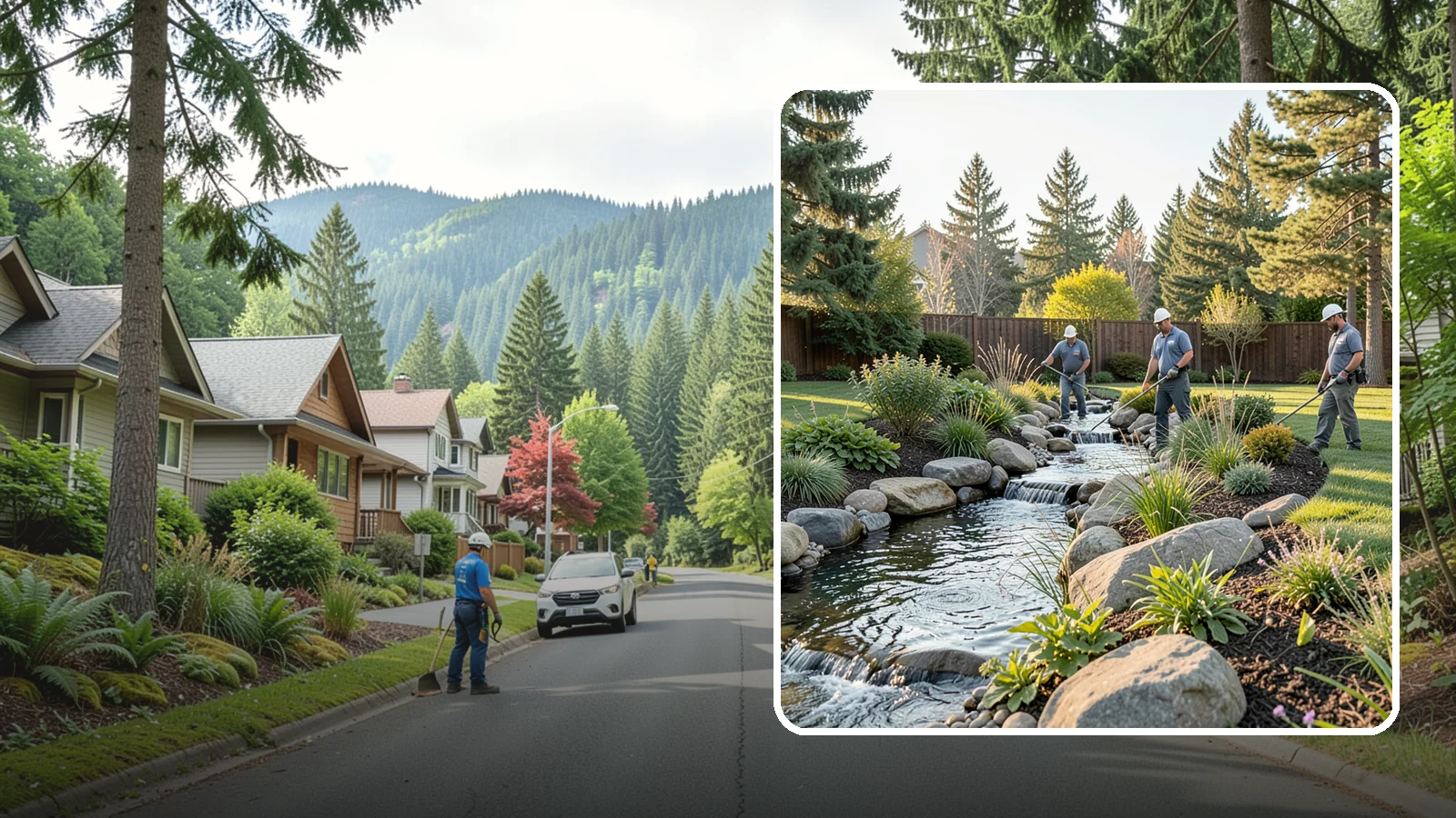 Stream Installation in Darrington, Snohomish County, WA - Meandering garden streams that wind through the landscape with the natural sound of flowing water.