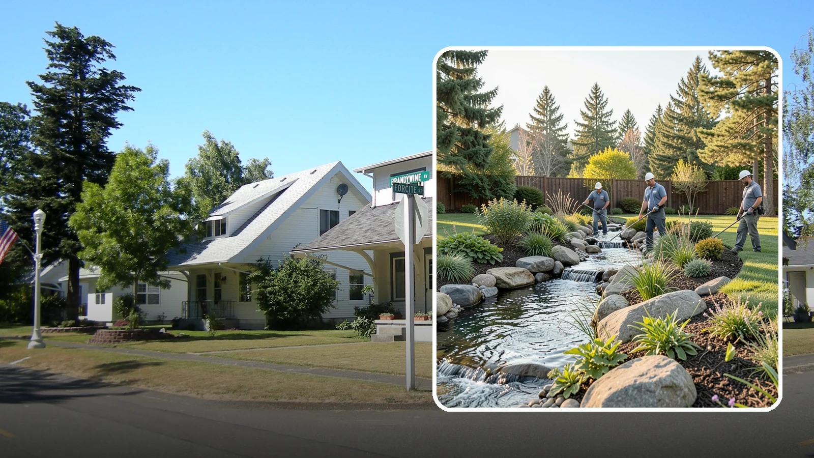 Stream Installation in DuPont, Pierce County, WA - Meandering garden streams that wind through the landscape with the natural sound of flowing water.